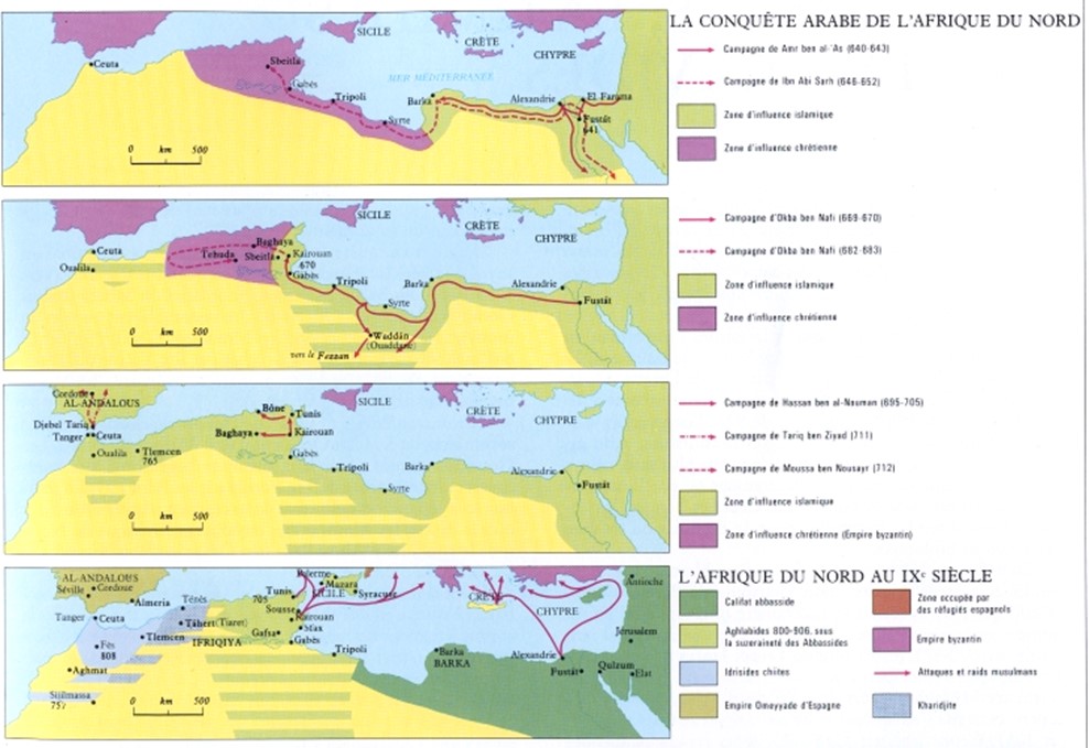 Cartes N°1: La conquête arabe de l’Afrique du Nord