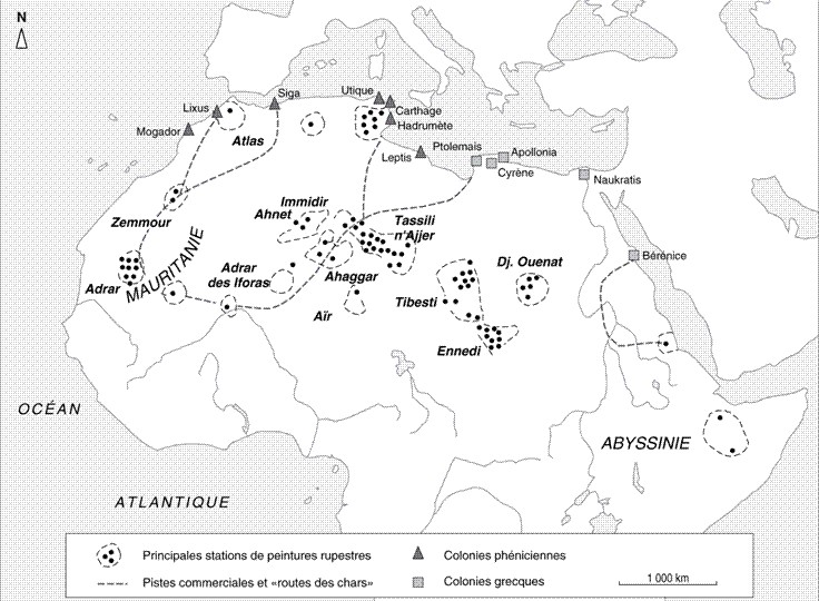 Carte n°2 : Principales stations de peintures rupestres et routes des chars dans l’Antiquité 