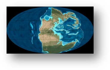 Figure 2A: Configuration de le Terre à la fin de l'ère primaire.